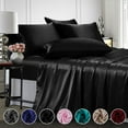 thumbnail image 1 of ANMINY Satin Sheets Twin Silk Sheets Gray Bed Sheet Set Deep Pocket Bed Flat Fitted Sheet, 3-Pieces, 1 of 12