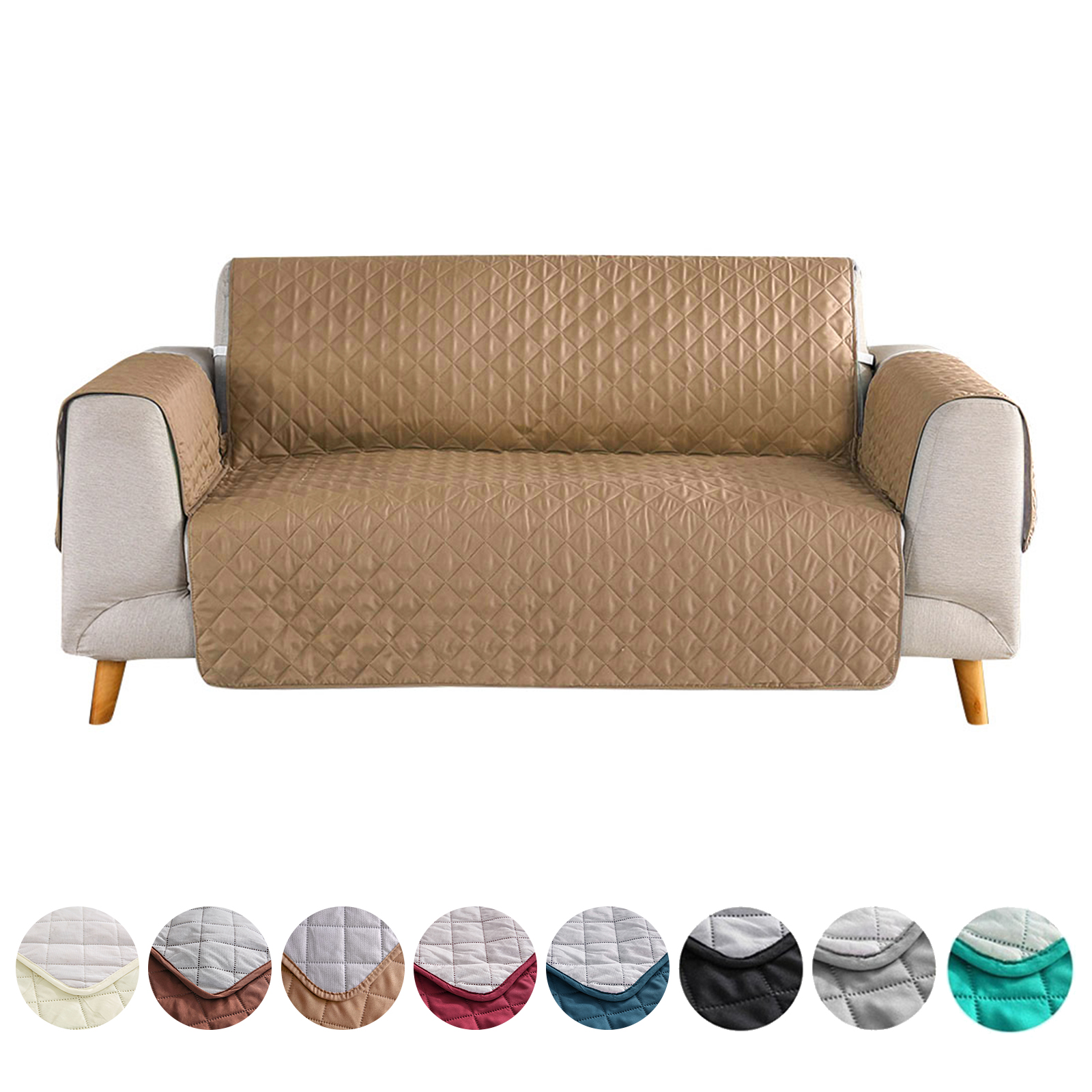 Classic Slip Covers 1Piece Cotton Loveseat Slipcover With Bowties