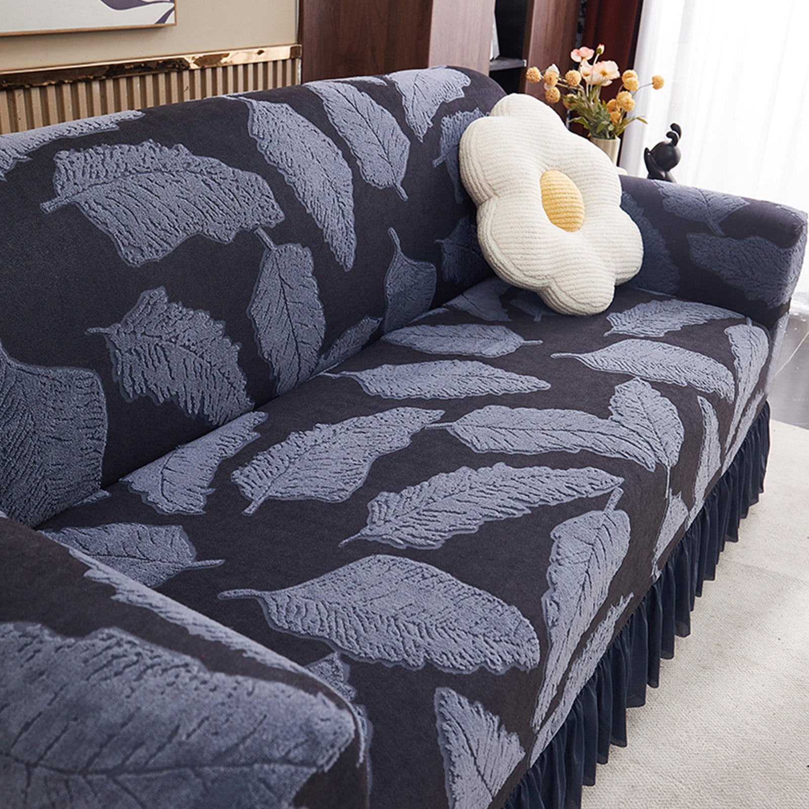 ANMINY Stretch Sofa Cover 1-Seater (35"-55") Jacquard Couch Covers with Non-Slip Elastic Thickened Sofa Slipcover Pet-Friendly