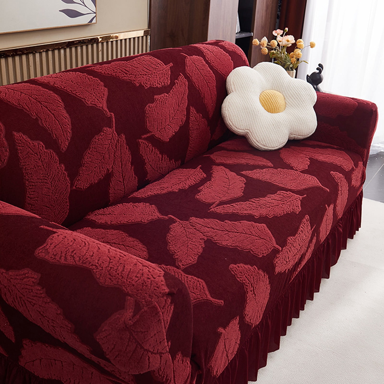 ANMINY Stretch Sofa Cover 2-Seater (57"-73") Jacquard Couch Covers with Non-Slip Elastic Thickened Sofa Slipcover Pet-Friendly