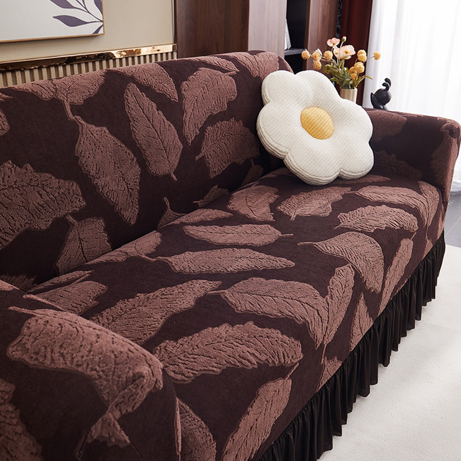 ANMINY Stretch Sofa Cover 3-Seater (75"-90") Jacquard Couch Covers with Non-Slip Elastic Thickened Sofa Slipcover Pet-Friendly