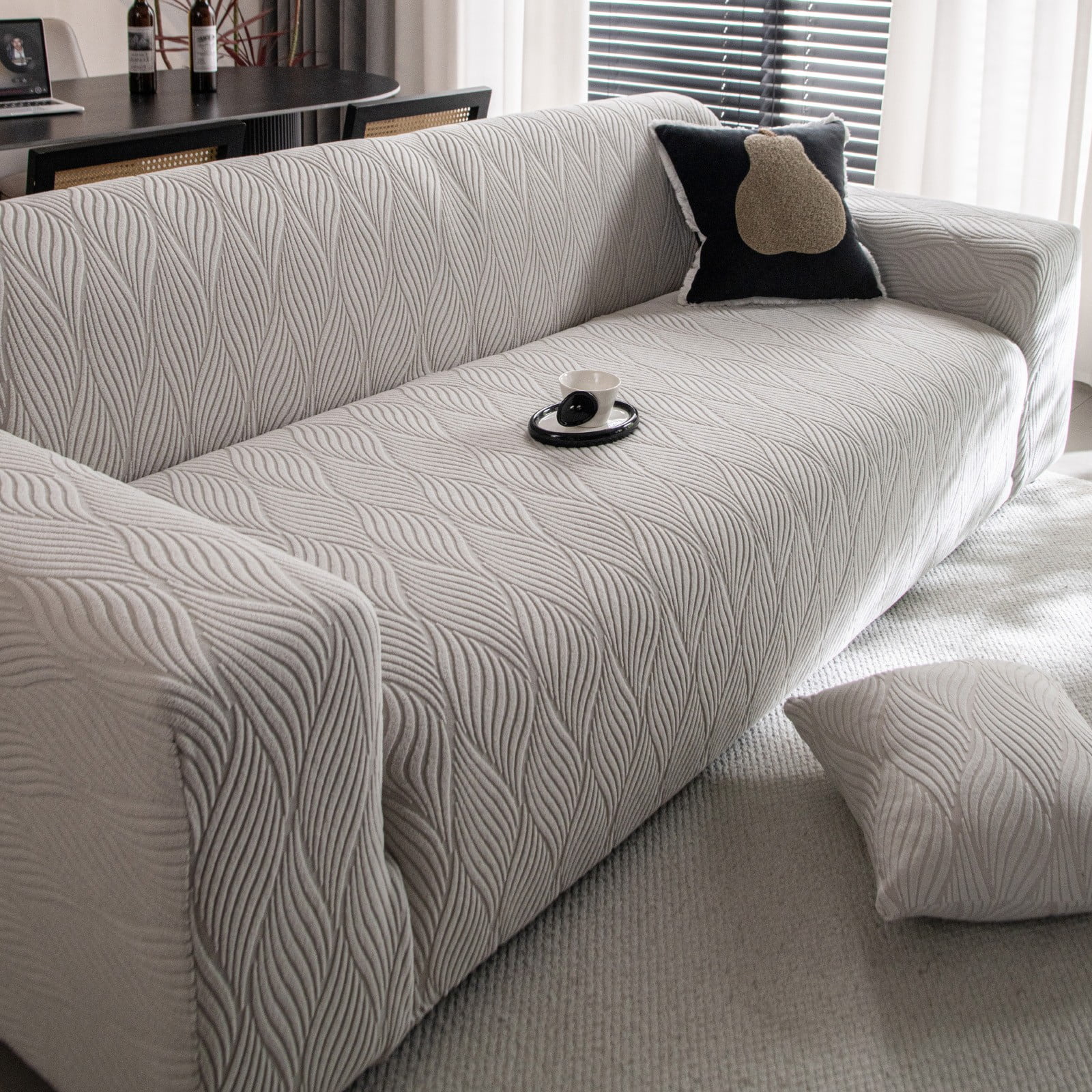 ANMINY Stretch Sofa Covers Couch Covers Furniture Protector Sofa Slipcover Leaf Pattern 1-seater (35"-55")