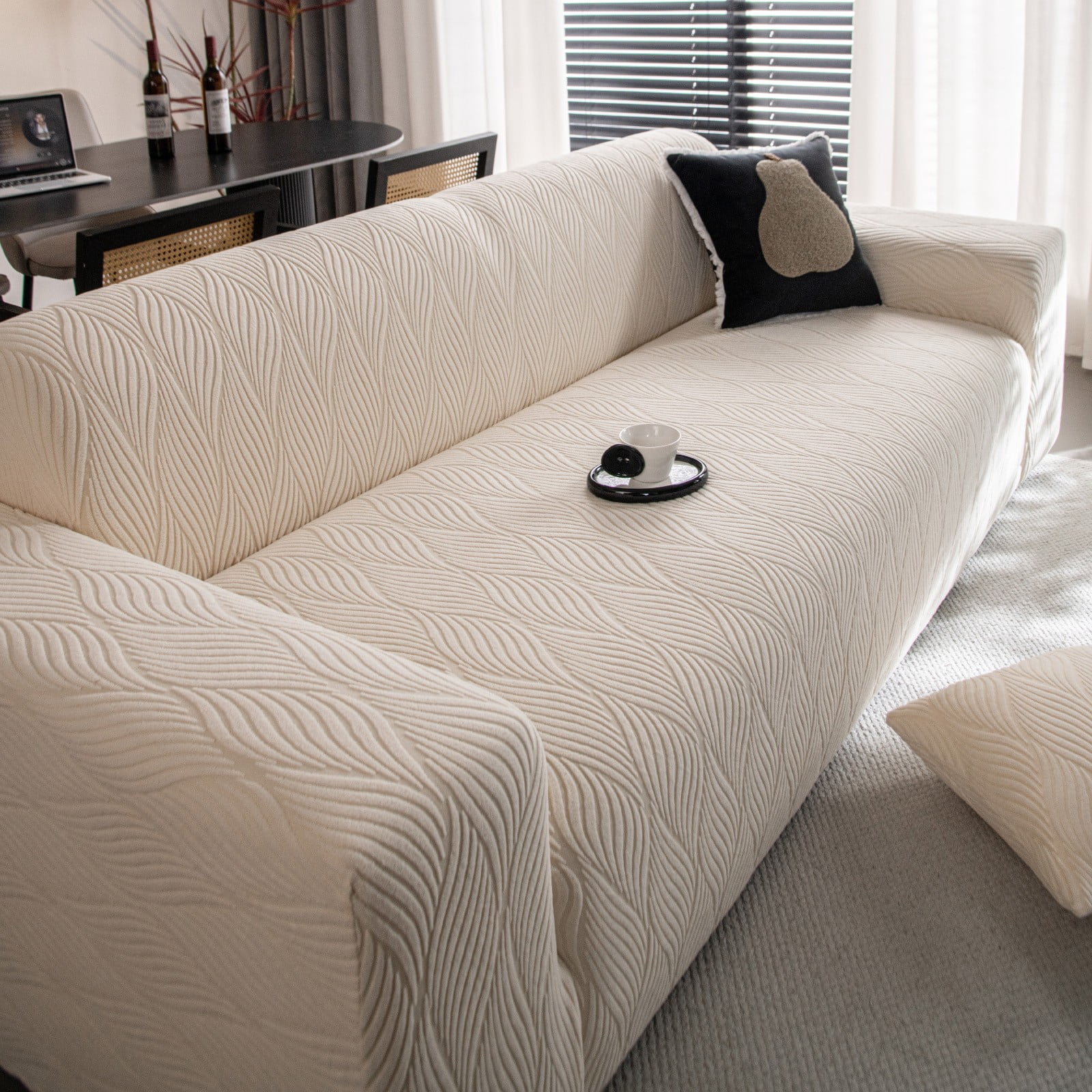 ANMINY Stretch Sofa Covers Couch Covers Furniture Protector Sofa Slipcover Leaf Pattern 2-seater (57"-73")