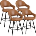 thumbnail image 1 of ANMINY Swivel Bar Stools PU Leather Upholstered Modern Bar Chairs, Set of 4, 26" Counter Height Bar Stools with Hollow Back Island Stools for Home Bar Kitchen Pub, 1 of 11