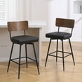 thumbnail image 1 of ANMINY Swivel Bar Stools Set of 2, 29" Seat Height, Upholstered Faux Leather Counter Barstools with Wood Backs and Metal Legs, Counter Height Bar Stool for Kitchen Island, 1 of 9