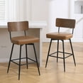 thumbnail image 1 of ANMINY Swivel Bar Stools Set of 2, 29" Seat Height, Upholstered Faux Leather Counter Barstools with Wood Backs and Metal Legs, Counter Height Bar Stool for Kitchen Island, 1 of 10