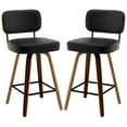 thumbnail image 1 of ANMINY Swivel Counter Height Bar Stools, Set of 2, Upholstered Faux Leather Barstools with PU Back, 26" Seat Height Bar Chairs for Kitchen Island, Bentwood Wood Frame, 1 of 11