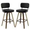 thumbnail image 1 of ANMINY Swivel Counter Height Bar Stools, Set of 2, Upholstered Faux Leather Barstools with PU Back, 29" Seat Height Bar Chairs for Kitchen Island, Bentwood Wood Frame, 1 of 11