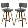 thumbnail image 1 of ANMINY Swivel Counter Height Bar Stools, Set of 2, Upholstered Faux Leather Barstools with PU Back, 29" Seat Height Bar Chairs for Kitchen Island, Bentwood Wood Frame, 1 of 11