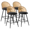 thumbnail image 1 of ANMINY Swivel Rattan Full Backrest Counter Height Bar Stools, Natural/Black (Set of 4), 1 of 10