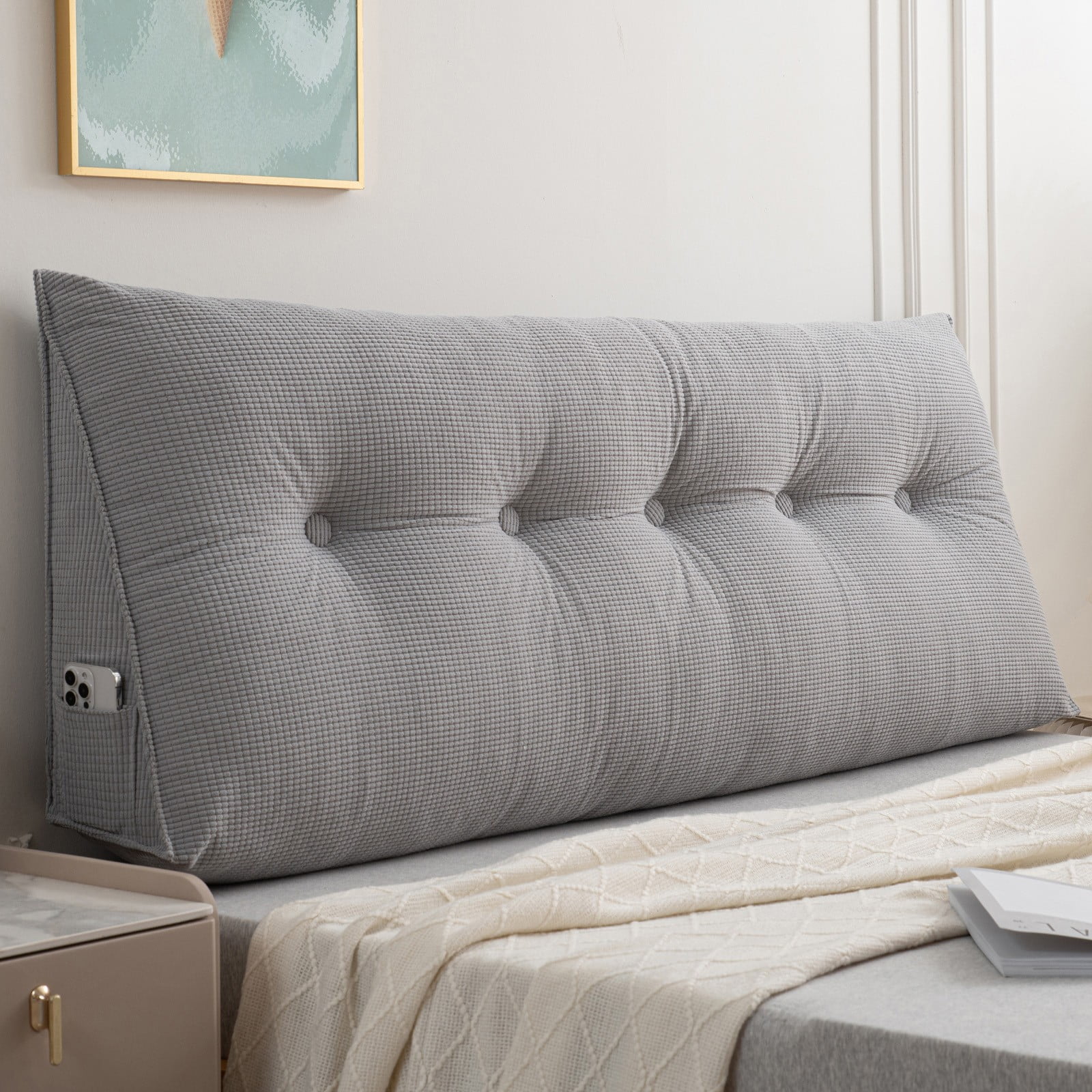ANMINY Triangle Headboard Pillow Full Filling Backrest Positioning Support Wedge Pillow