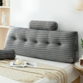 thumbnail image 1 of ANMINY Triangular Headboard Pillow Corduroy Velvet Removable Cover Neck Support Roll Side Pockets Twin, 1 of 7