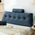 thumbnail image 1 of ANMINY Triangular Headboard Pillow Corduroy Velvet Removable Cover Neck Support Roll Side Pockets Twin, 1 of 7