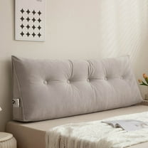 ANMINY Triangular Headboard Pillow with Side Pockets, Chenille Fabric, Bed Rest Reading Pillow, Removable & Washable Cover for Twin Beds