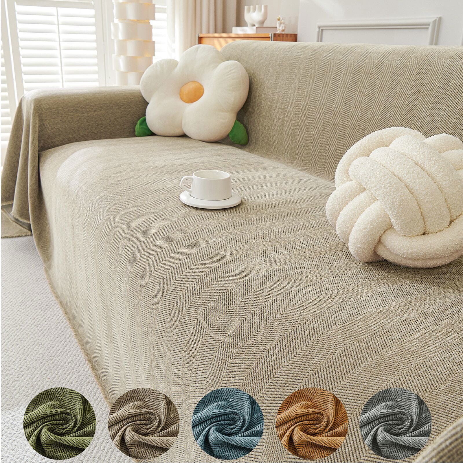 ANMINY Velvet Sofa Slipcover Stretch Couch Cover 1/2/3/4 Seater All-inclusive Protector