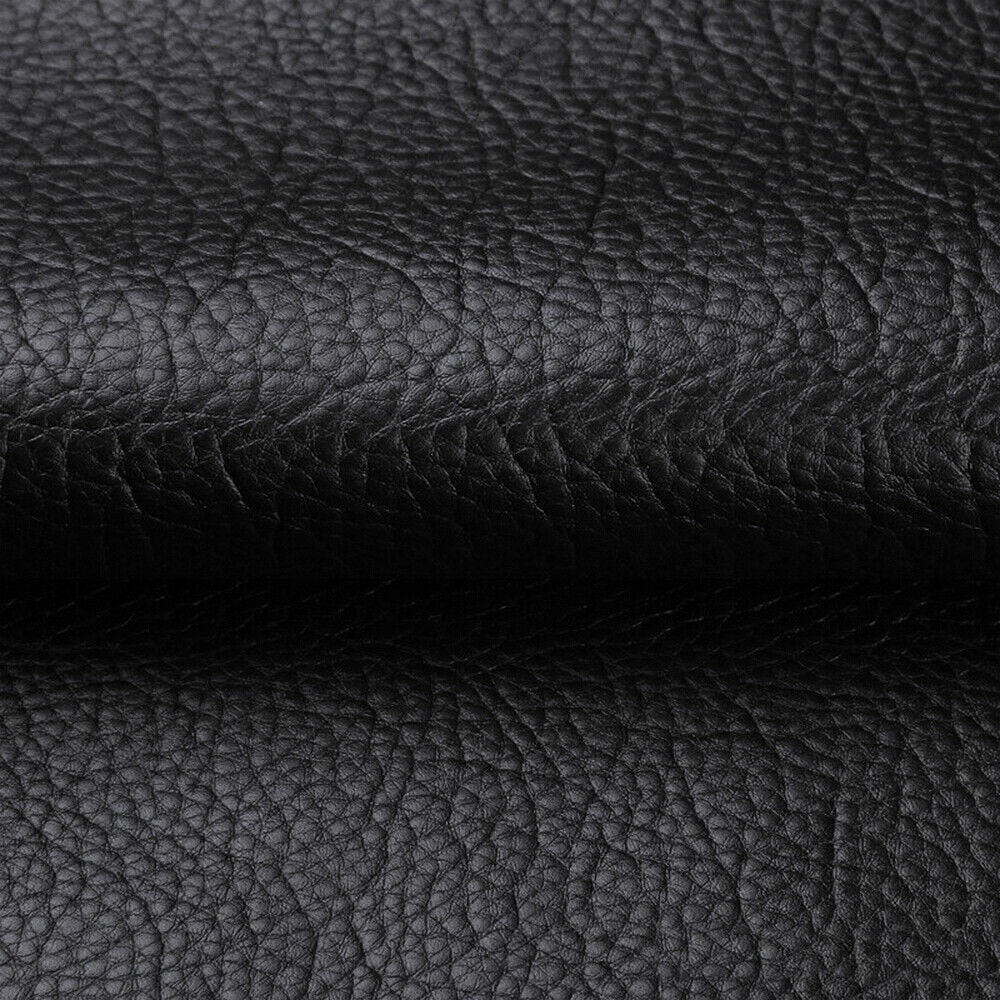 2-Way Stretch Black Faux Leather Fabric by The Yard