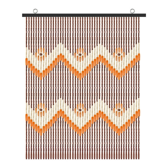 ANMINY Wooden Beaded Curtain Natural Bohemian Bamboo & Wood Door Curtain, 35” x 51” (1 Panel)