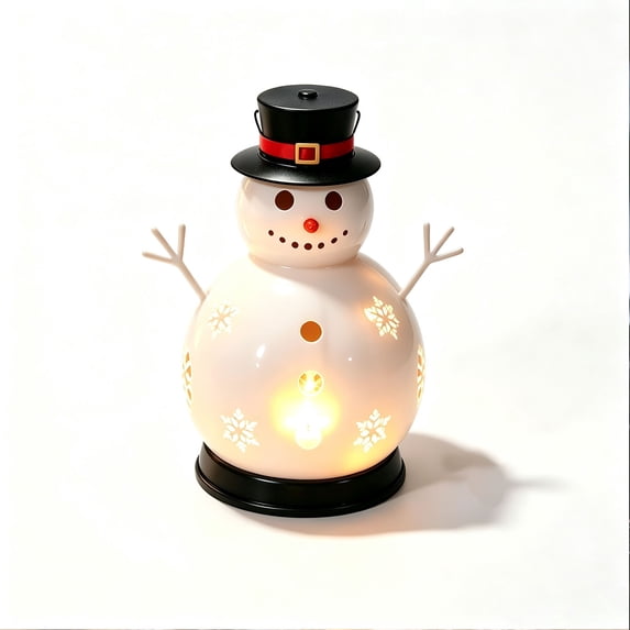 ANMUYUM,Wax Warmer,Christmas Snowman Candle Warm Stove, Metal Desktop Candle Warmer with Snowflake Cutouts, Cute Festive Snowman Ornament(White 4.72in)