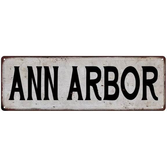 ANN ARBOR Vintage Look Rustic Metal 6x18 Sign City State 206180041219