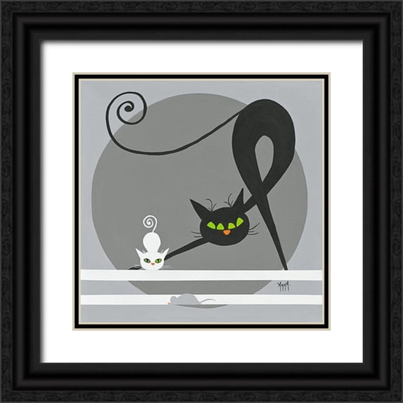 ANNA 20x20 Black Ornate Wood Framed with Double Matting Museum Art Print Titled - Les Chausseurs