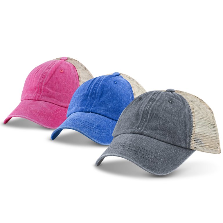 ANNA CAVALARY 3 Pack Trucker Hats for Men/Women - Washed Baseball