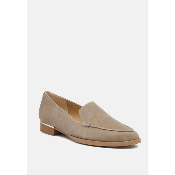 ANNA Taupe Suede Leather Loafers