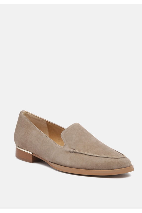 ANNA Taupe Suede Leather Loafers