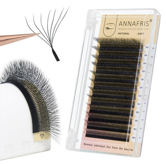 ANNAFRIS 7D Premade Fan W Shape Eyelash Extension 0.07 LU Curl 8-15mm Mix Volume Self Fanning False Lashes Makeup Supplies Professional Use Lash Extension(0.07 LU, 8-15mm Mix)
