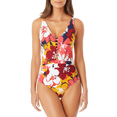 thumbnail image 1 of ANNE COLE Multi Wallflower Wire-free Plunge One-Piece Swimsuit, US 16, NWOT, 1 of 4