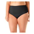 thumbnail image 1 of ANNE COLE Women's Black Full Coverage Stretch Shirred High Waisted Swimsuit Bottom 20W, 1 of 2