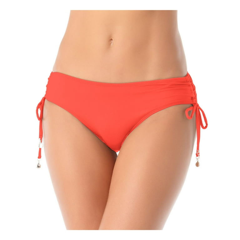 ANNE COLE Women's Coral Stretch Ruched Tie Lined Adjustable Full Coverage  Bikini Swimsuit Bottom M 