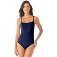 thumbnail image 1 of ANNE COLE Women's Navy Stretch Adjustable Fixed Cups Square Neck One Piece Swimsuit 12, 1 of 2