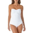 thumbnail image 1 of ANNE COLE Women's White Stretch Sweetheart Neck Twist Front Bandeau Tankini Swimsuit Top L, 1 of 4
