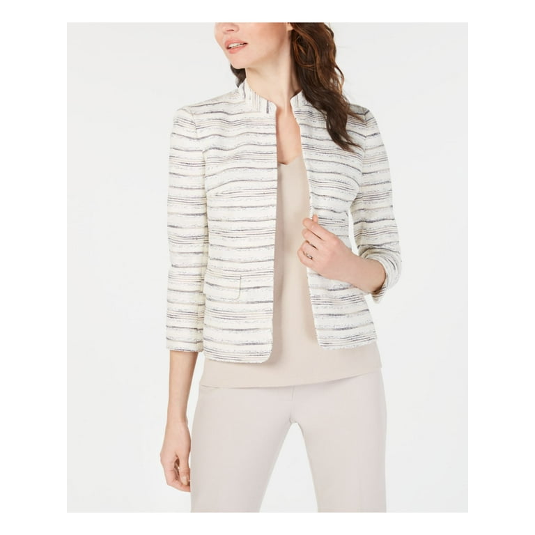 ANNE KLEIN 149 Womens New Ivory Color Block Wear To Work Jacket 8
