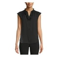 thumbnail image 1 of ANNE KLEIN Womens Black Ruffled Sleeveless Split Blouse XL, 1 of 3