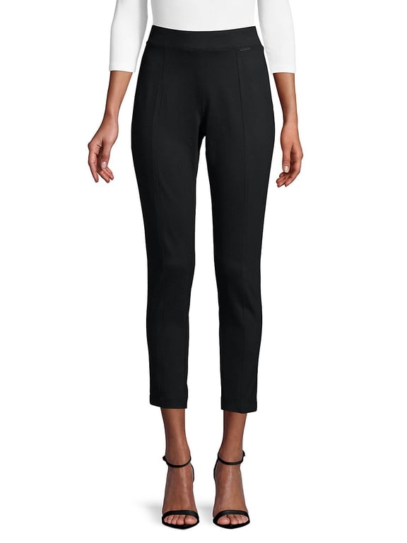 Womens Black Textured Wear To Work Skinny Leggings 16