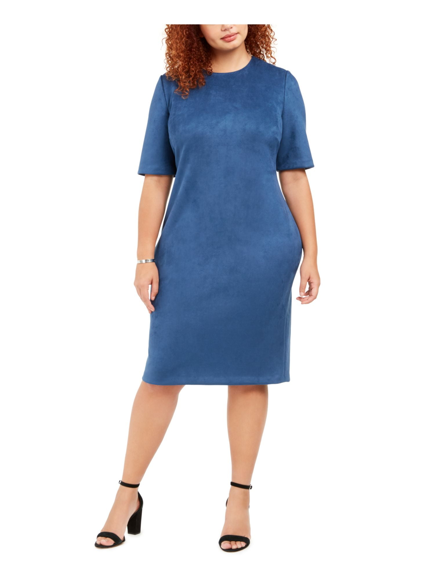 ANNE KLEIN Womens Blue Short Sleeve Jewel Neck Midi Sheath Dress Size: 16W Plus - Walmart.com ANNE KLEIN Womens Blue Short Sleeve Jewel Neck Midi Sheath Dress Size: 16W Plus - Walmart.com