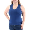 thumbnail image 1 of ANNE KLEIN Womens Blue Textured Sleeveless Scoop Neck Top  Size: L, 1 of 2