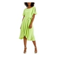 thumbnail image 1 of ANNE KLEIN Womens Green Tie Zippered Lined Slit Cuffs Flutter Sleeve Boat Neck Midi A-Line Dress 12, 1 of 4