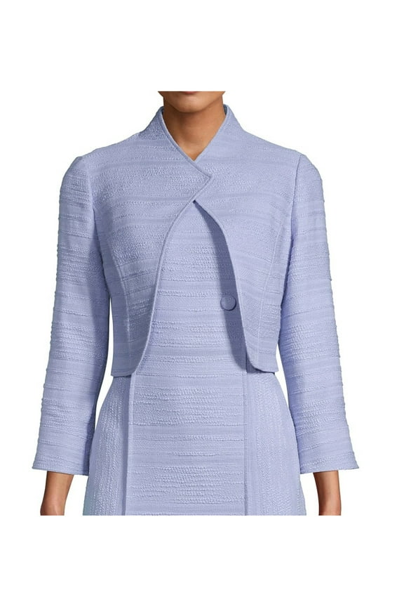 Womens Light Blue Tweed Textured Blazer Jacket Size: 8