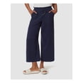 thumbnail image 1 of ANNE KLEIN Womens Navy Textured Pull-on Drawstring Wide Leg Wear To Work High Waist Pants S, 1 of 1