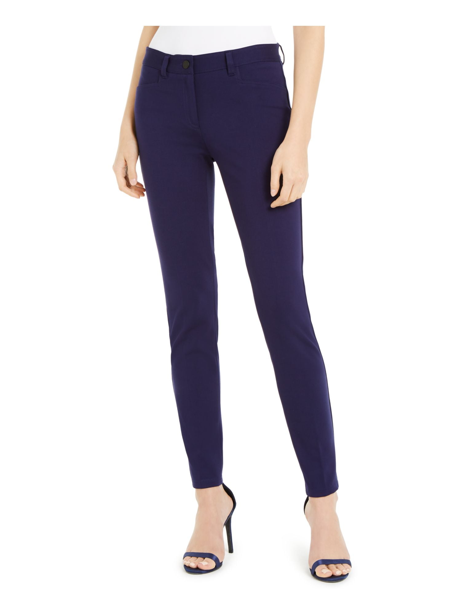 ANNE KLEIN Womens Navy Zippered Skinny Pants Size 8 Walmart
