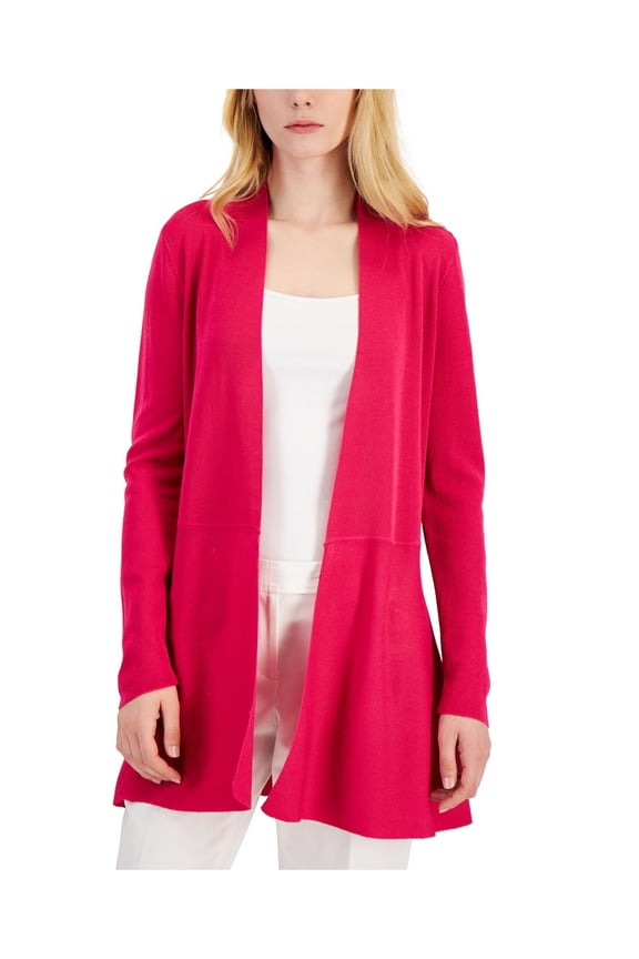 Womens Pink Long Sleeve Open Front Cardigan Petites PS