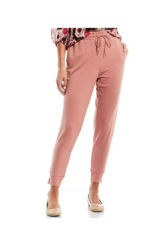 Womens Pink Pocketed Tie Banded Cuffs Joggers Pants Plus 3X