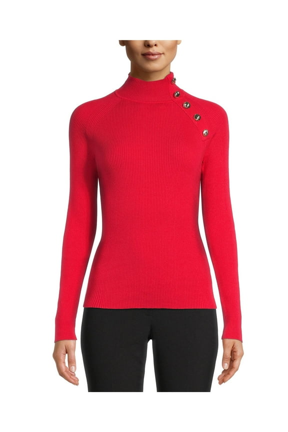 Womens Red Long Sleeve Sweater Size: L