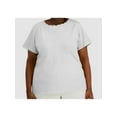 thumbnail image 1 of ANNE KLEIN Womens White Scalloped Short Sleeve Round Neck T-Shirt Plus 1X, 1 of 3