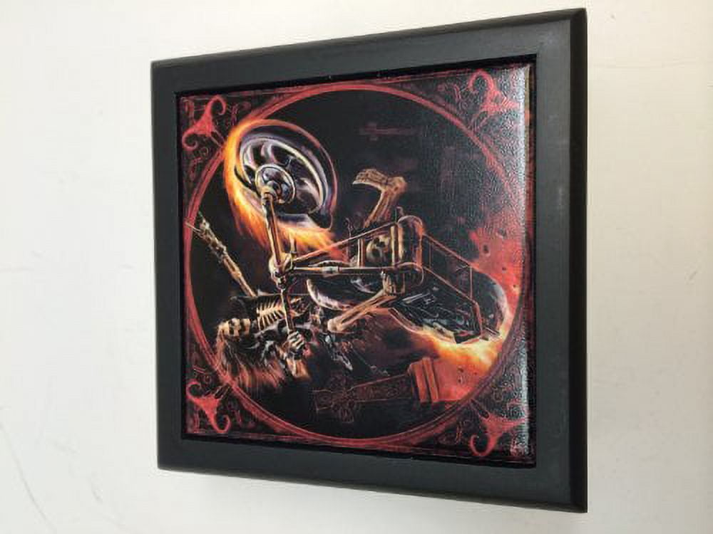 ANNE STOKES HELL RIDER SKULL SKELETON BIKER TILE JEWELRY WOODEN BOX KEEPSAKE