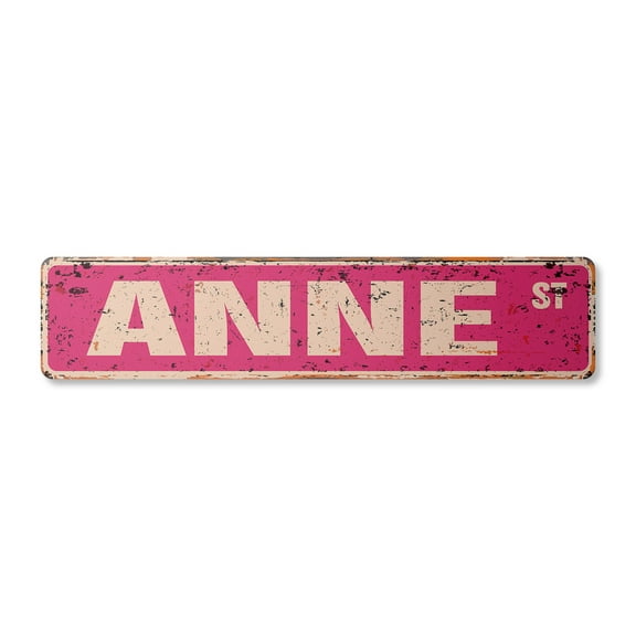 ANNE Vintage Aluminum Street Sign Childrens Name Room Metal Sign rustic metal tin | Indoor/Outdoor |  30" Wide