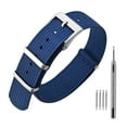 thumbnail image 1 of ANNEFIT Nylon Watch Band 16mm, One-Piece Waterproof Military Watch Straps with Heavy Silver Buckle (Blue), 1 of 4