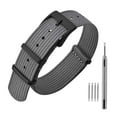 thumbnail image 1 of ANNEFIT Nylon Watch Band 20mm, One-Piece Waterproof Military Watch Straps with Heavy Black Buckle (Grey), 1 of 4